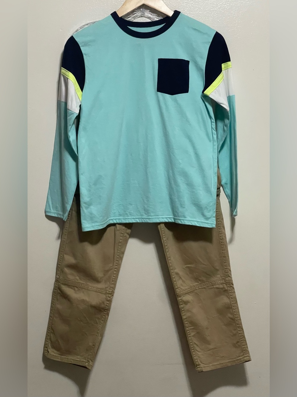 The Children's Place Mint, Navy & Neon Long-Sleeve Colorblock Tee